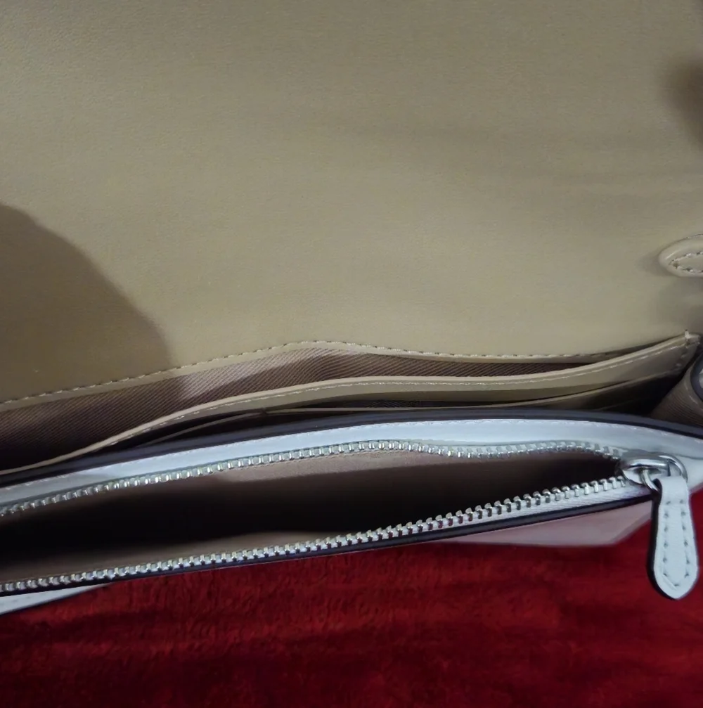 Coach Cream Foldover Signature Crossbody Bag
